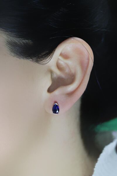 Gümüş rose safir taşlı damla küpe SGTL10565SAFIR