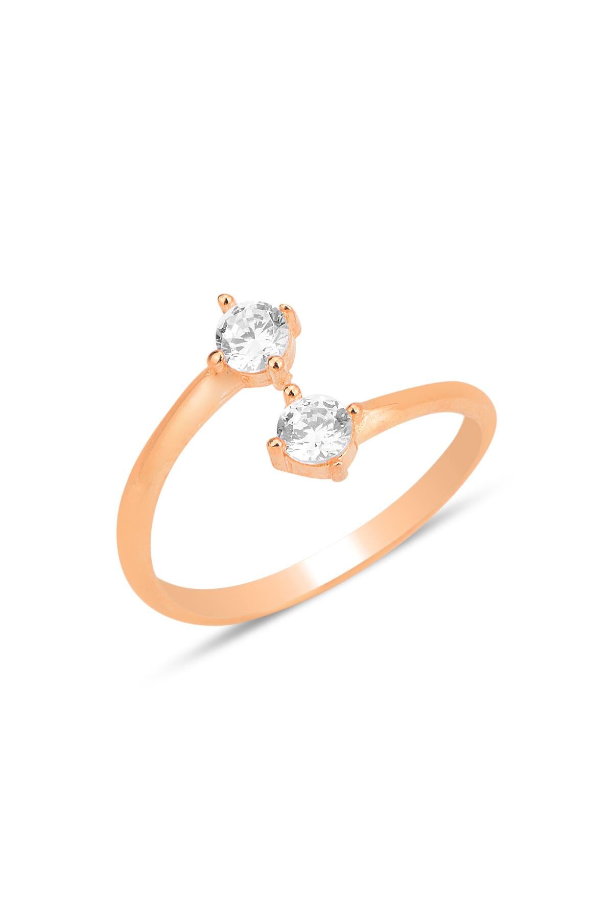 Gümüş rose zirkon taşlı üstten ayarlanabilir nova yüzük SGTL12239ROSE