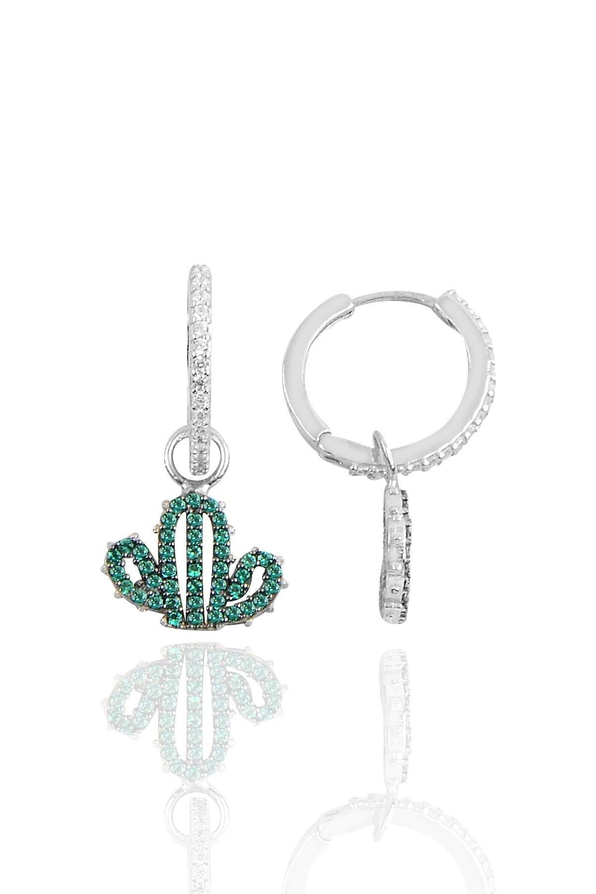 Gümüş kaktüs halka küpe SGTL10143KKTS