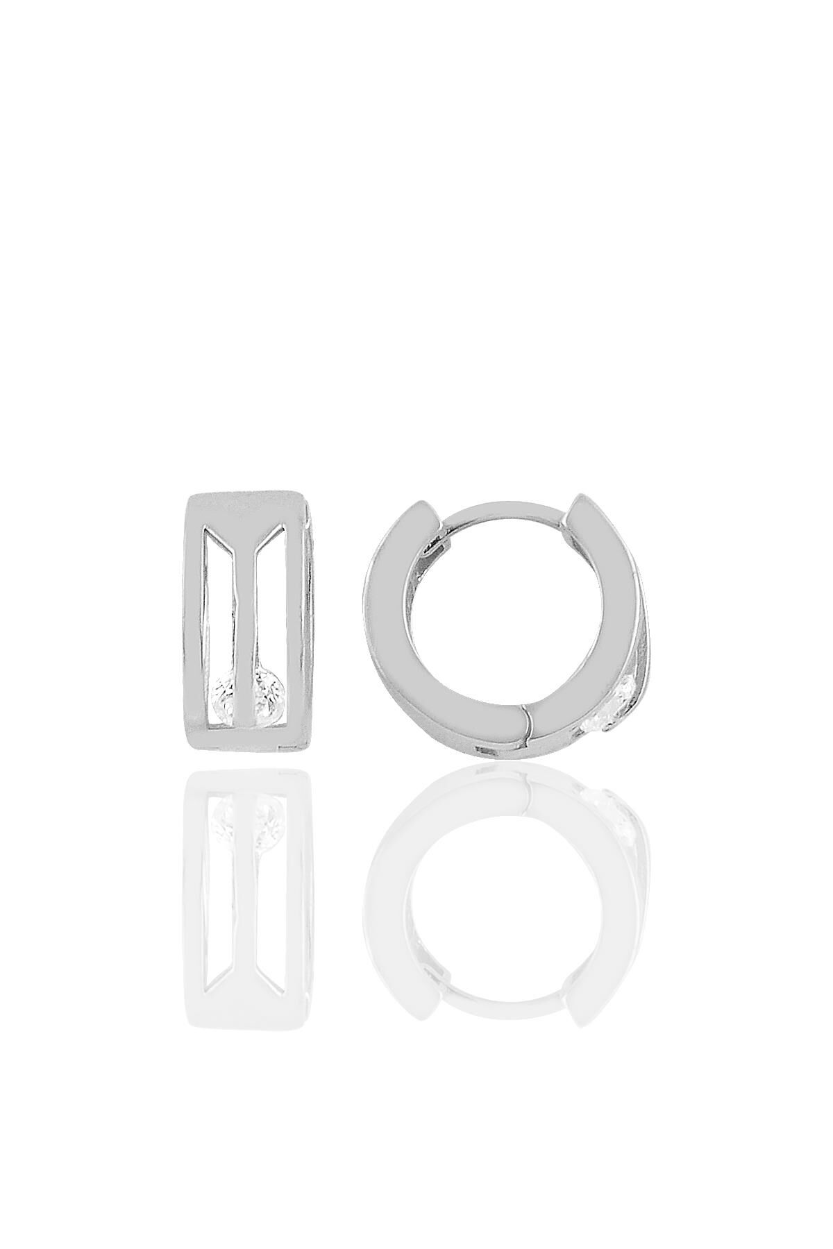 Gümüş rodyumlu trend halka  küpe SGTL10454RODAJ