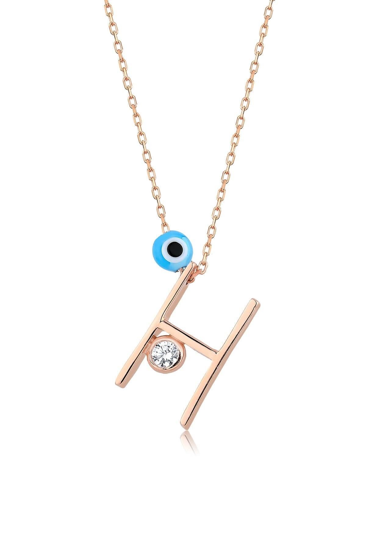 Gümüş H harfi kolye SGTL9781