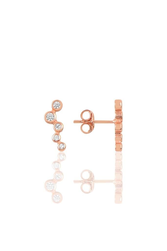 Gümüş rose zirkon sıra taşlı küpe SGTL10818ROSE