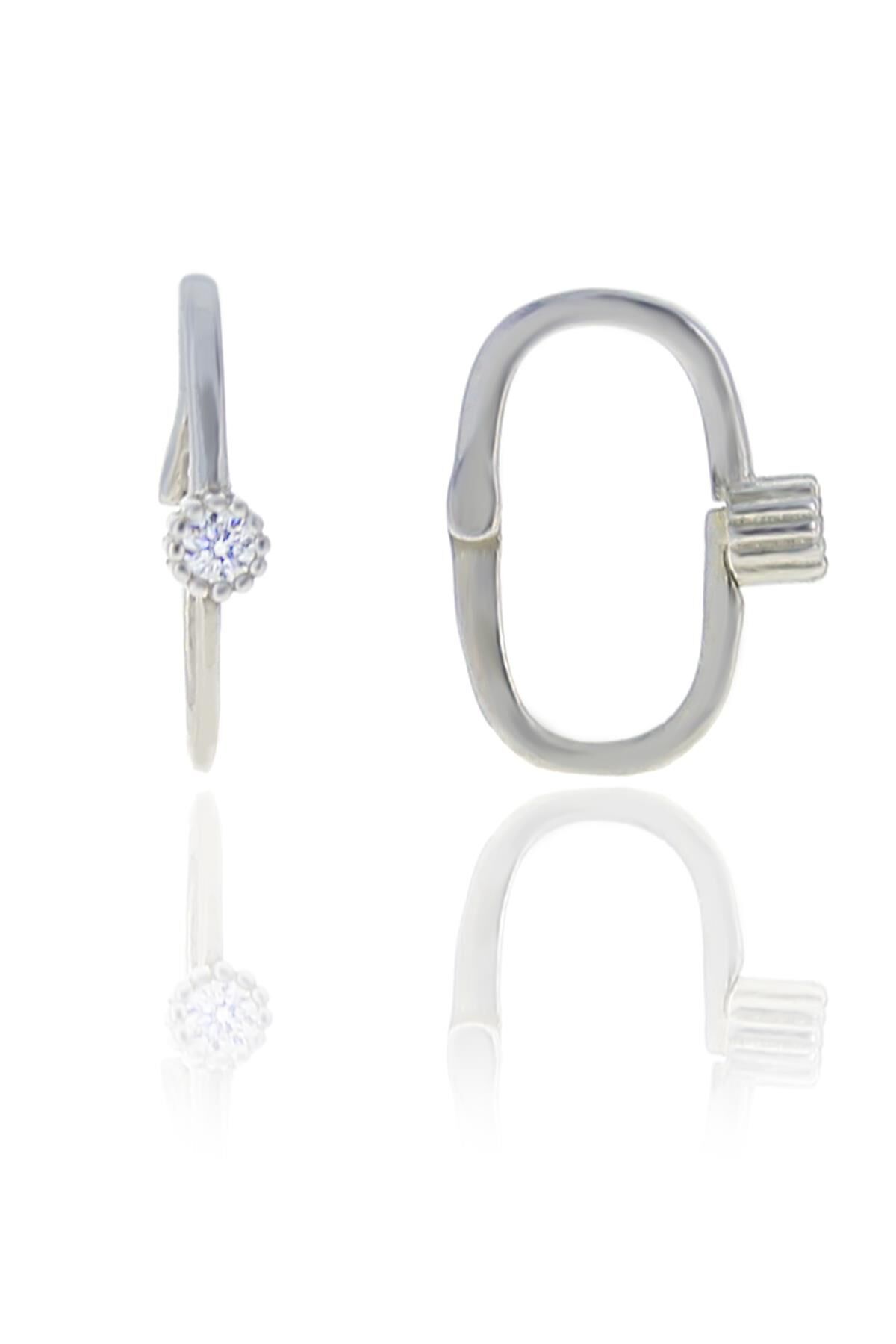 Gümüş royumlu tek taşlı göçmen küpe SGTL10568RODAJ