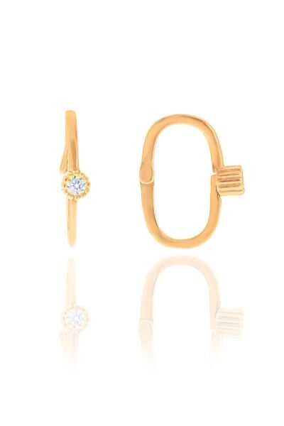 Gümüş rose tek taşlı göçmen küpe SGTL10568ROSE