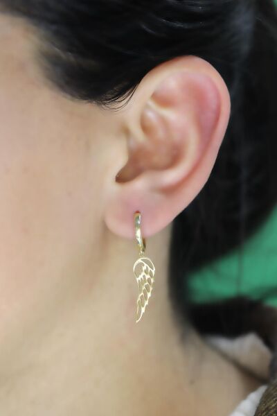 Gümüş altın yaldızlı kanat küpe SGTL10569GOLD