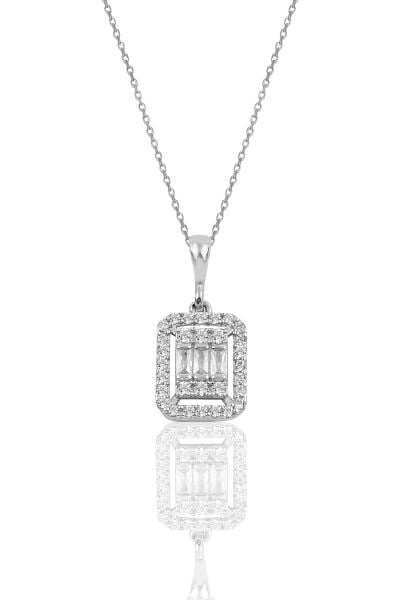Gümüş rodyumlu baget taşlı  kolye küpe ve bilezik  gümüş set SGTL10597RODAJ