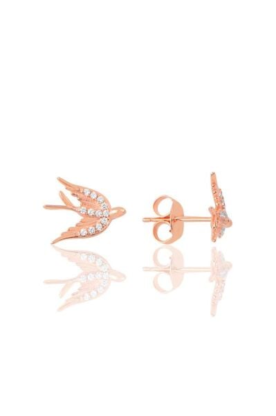 Gümüş rose Kırlangıç küpe SGTL10819ROSE