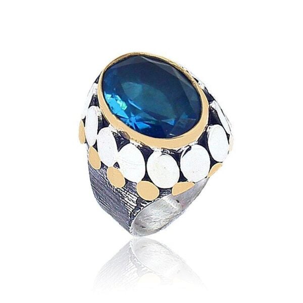 Akuamarin taşlı benekli üçlü set SGTL3877