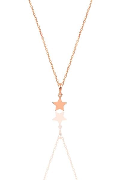 Gümüş rose üç boyutlu minimal yıldız modeli kolye SGTL12385YILDIZ