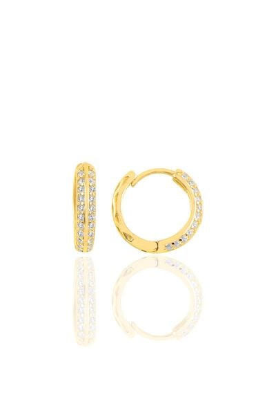 Gümüş altın yaldızlı zirkon taşlı halka küpe SGTL10458GOLD