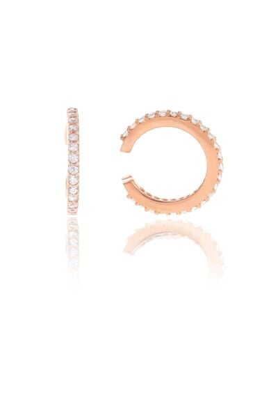Gümüş rose zirkon taşlı TEKLİ kıkırdak küpe SGTL10571ROSE