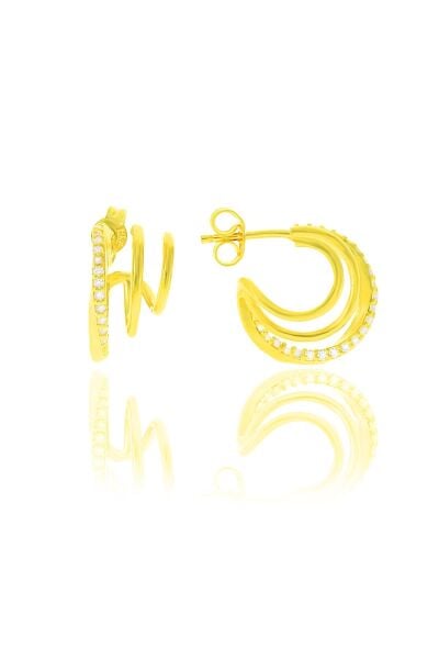 Gümüş altın yaldızlı zirkon taşlı sultan küpe  SGTL10572GOLD