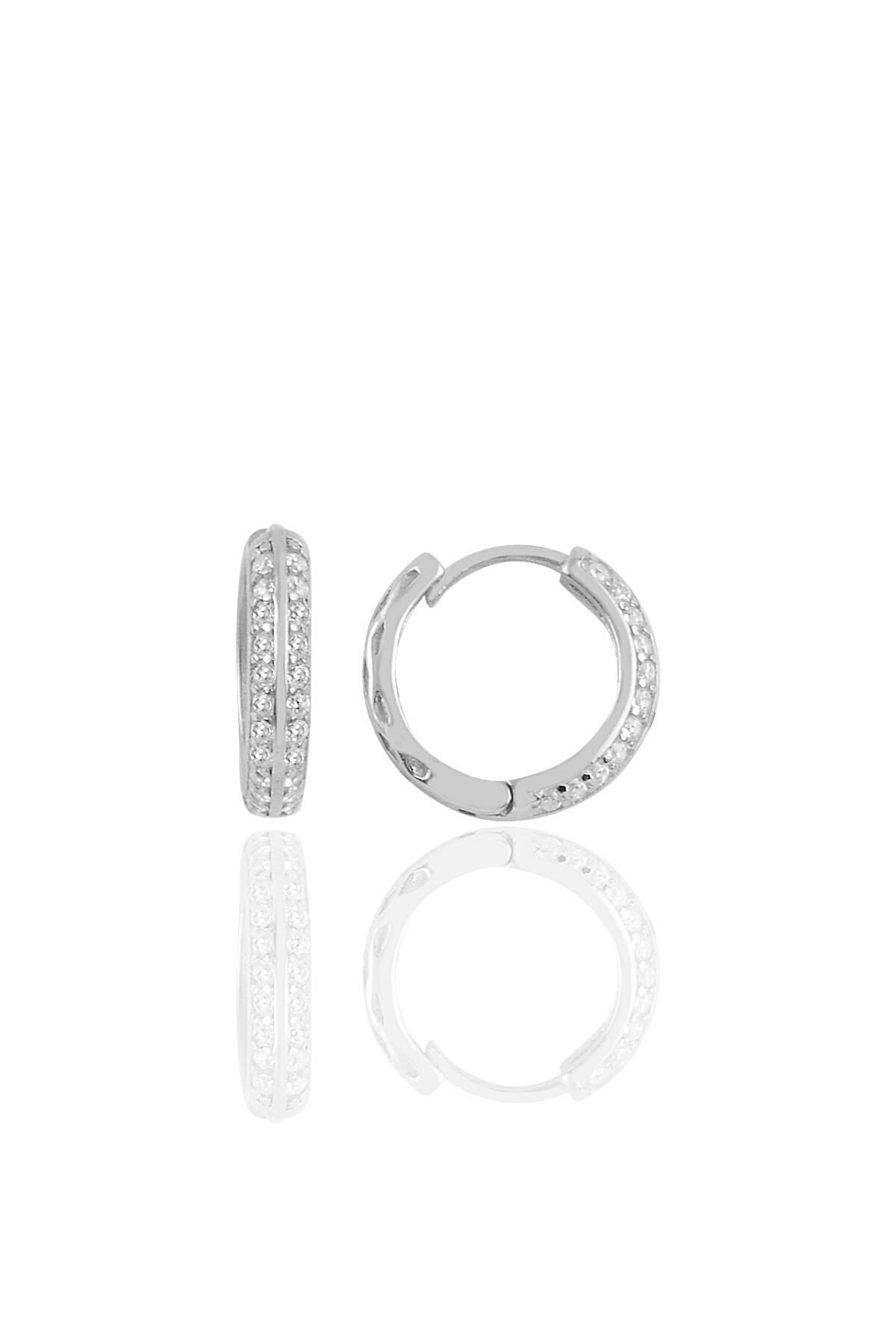 Gümüş rodyumlu zirkon taşlı halka küpe SGTL10458RODAJ