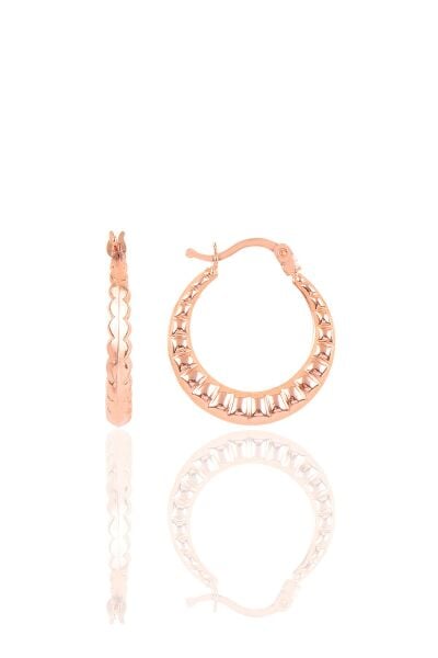 Gümüş çizgili orta boy şarnel küpe