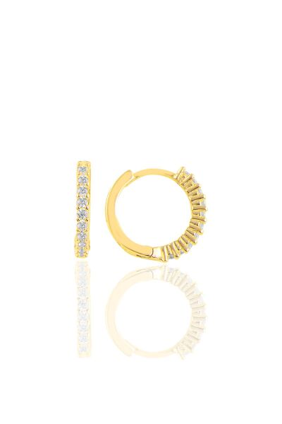 Gümüş altın yaldızlı sıra taşlı halka küpe SGTL10459GOLD