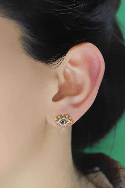 Gümüş altın yaldızlı zirkon taşlı lareyn küpe SGTL10573GOLD