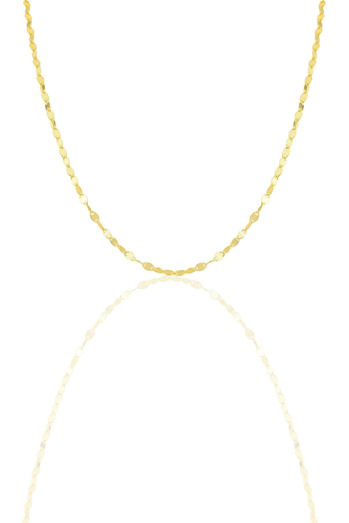 Gümüş mekik pullu kolye SGTL11630 Altın - 55 cm