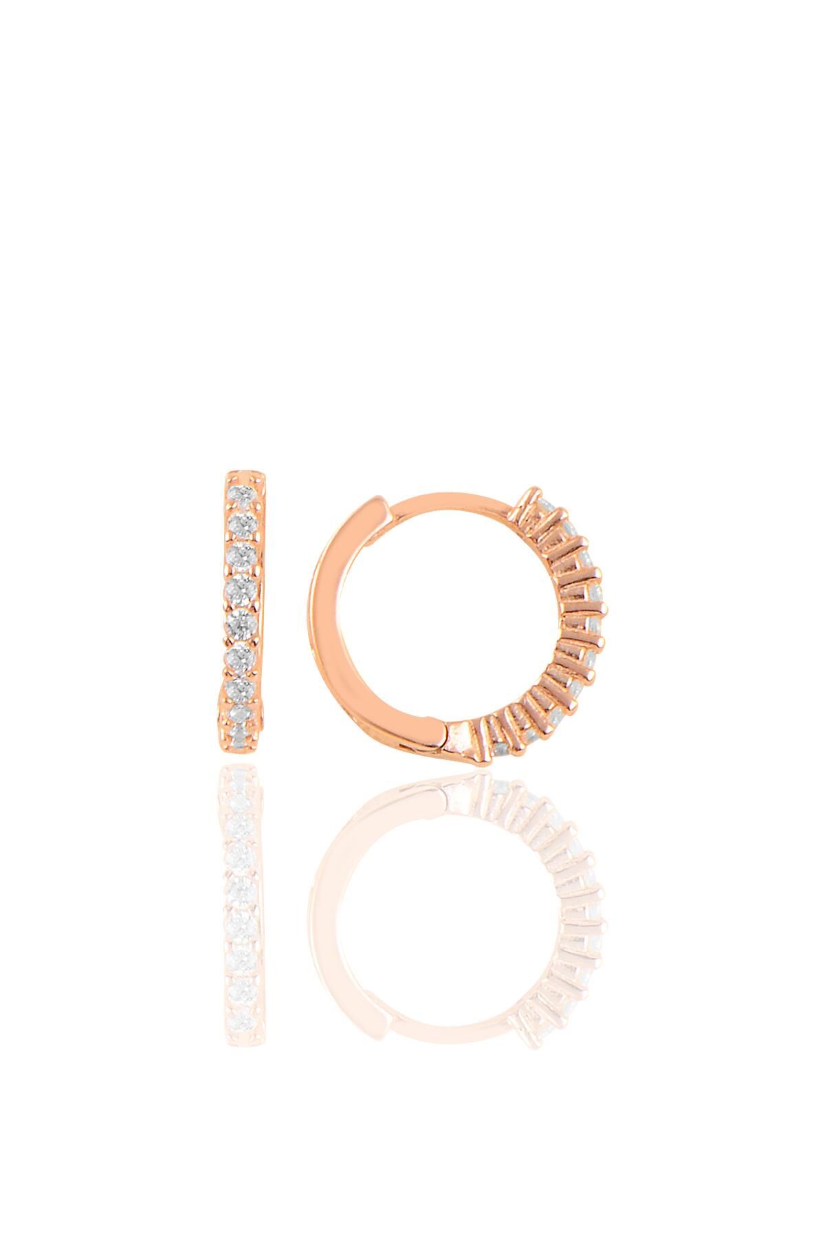 Gümüş rose sıra taşlı halka küpe SGTL10459ROSE