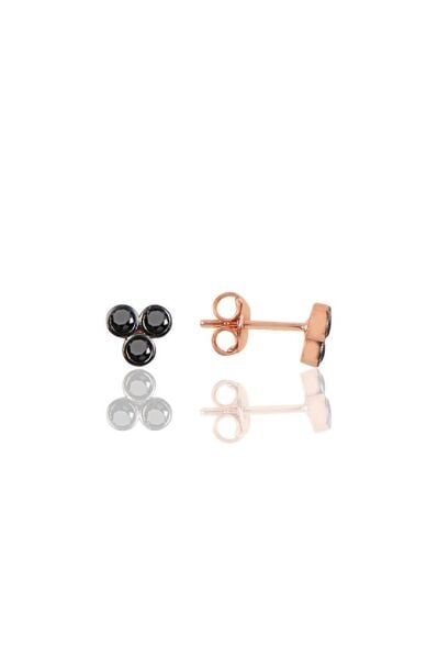 Gümüş rose siyah taşlı tria küpe SGTL10822SYH