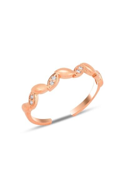 Gümüş rose zirkon taşlı alttan ayarlanabilir sarmaşık yüzük SGTL12234ROSE