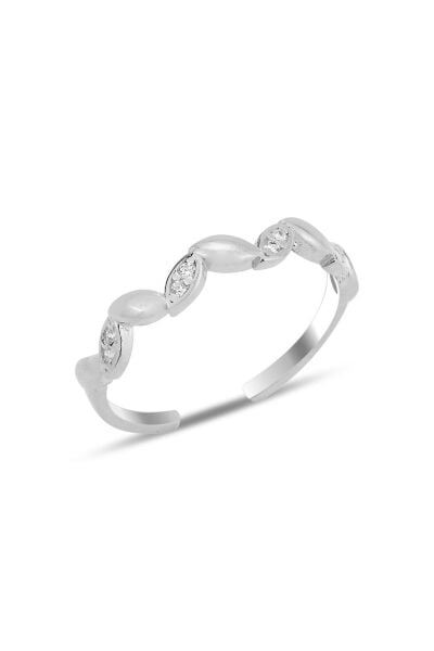 Gümüş rodyumlu zirkon taşlı alttan ayarlanabilir sarmaşık yüzük SGTL12234RODAJ