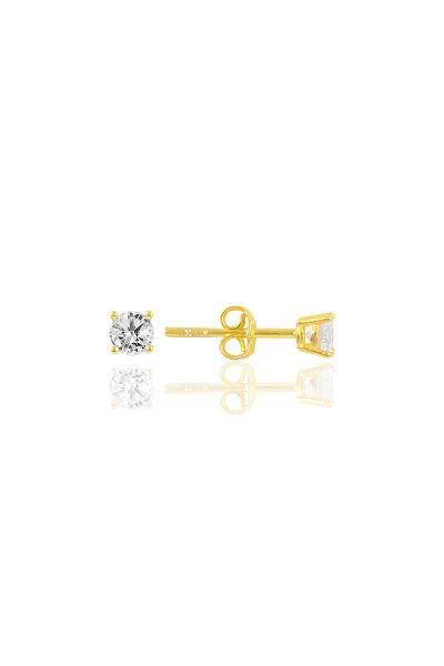 Gümüş altın yaldızlı pırlanta montürlü tek taş kupe SGTL10461GOLD
