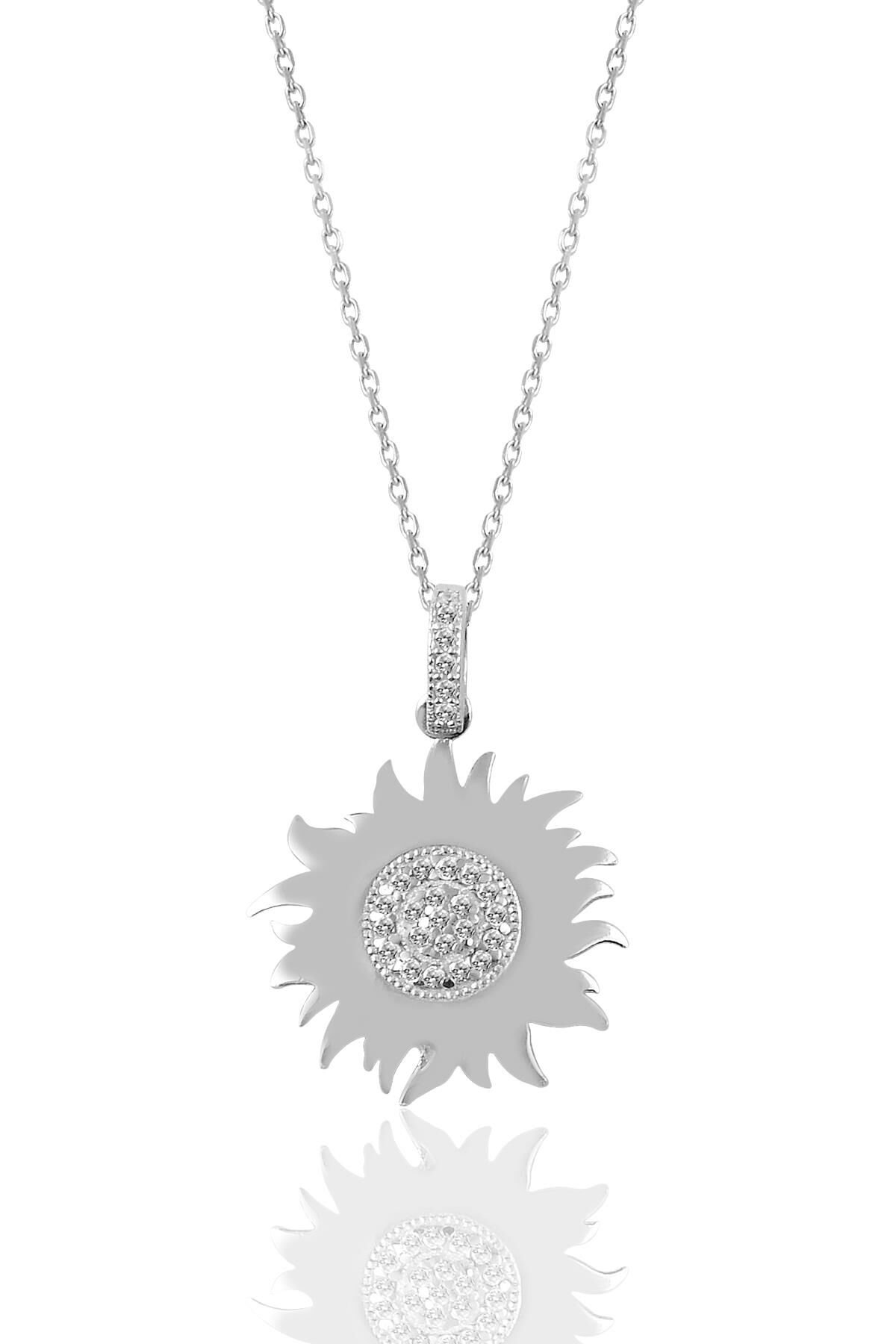 Gümüş zirkon taşlı güneş kolye SGTL9115