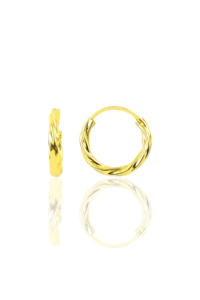 Gümüş altın yaldızlı 16 mm burgu halka küpe SGTL10575GOLD