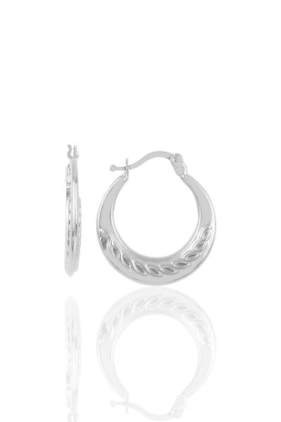 Gümüş  orta boy örgü modeli şarnel küpe Gümüş