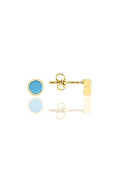 Gümüş altın yaldızlı turkuaz taşlı sıvama modeli küpe SGTL12378GOLD