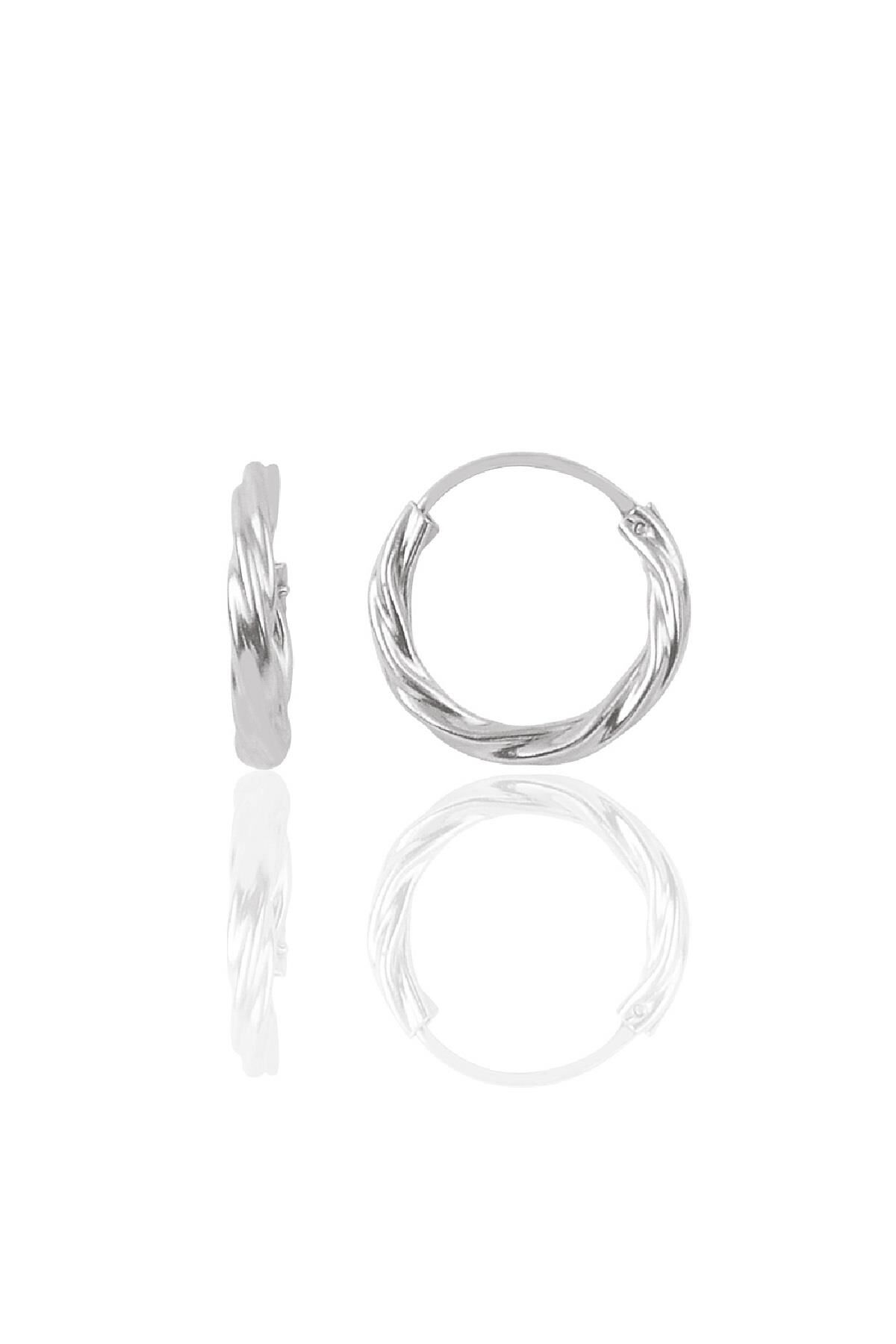 Gümüş rodyumlu 16 mm burgu halka küpe SGTL10575RODAJ