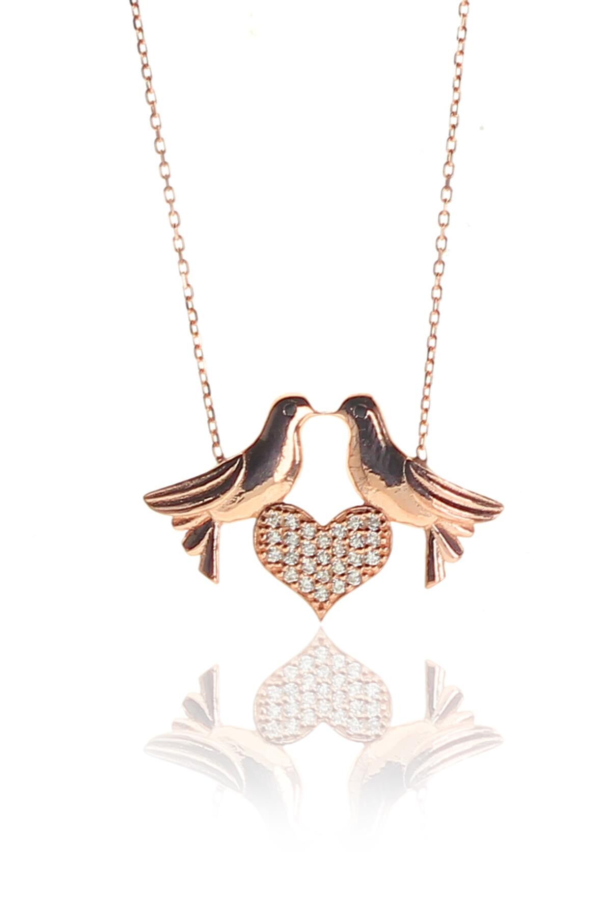 Gümüş aşık kuşlar kolyesi SGTL9118