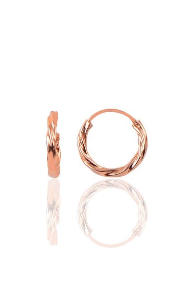 Gümüş rose 16 mm burgu halka küpe SGTL10575ROSE