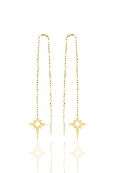 Gümüş altın yaldızlı  kutup yıldızı gümüş zincir küpe SGTL10607GOLD