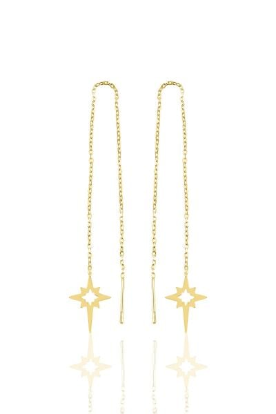 Gümüş altın yaldızlı  kutup yıldızı gümüş zincir küpe SGTL10607GOLD