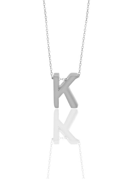 Gümüş rodyumlu üç boyutlu minimal K harf kolye SGTL11181K