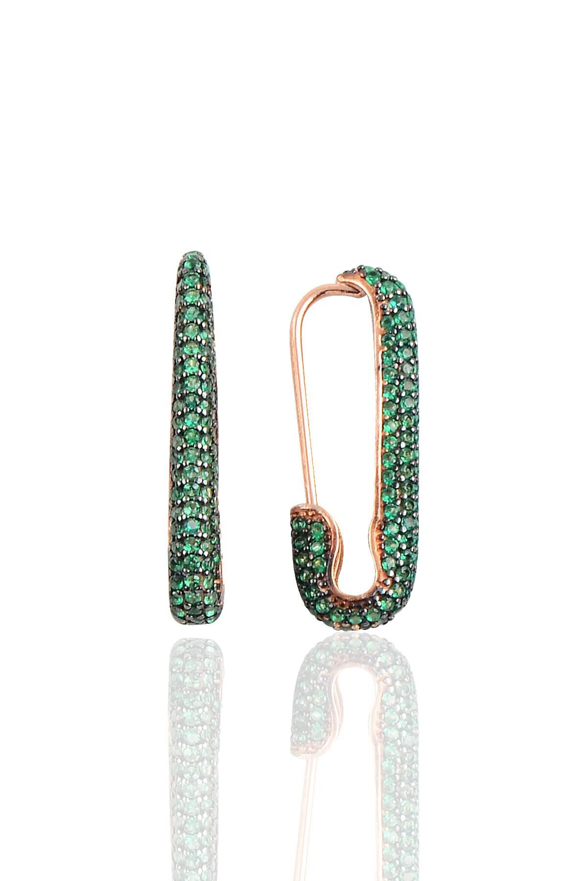 Gümüş firkete çengel küpe SGTL10145YEŞİL