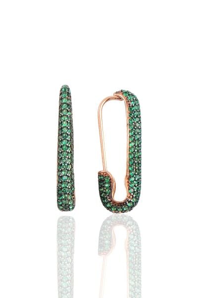 Gümüş firkete çengel küpe SGTL10145YEŞİL