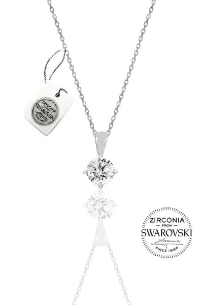 Gümüş Swarovski tek taş kolye SGTL20509A