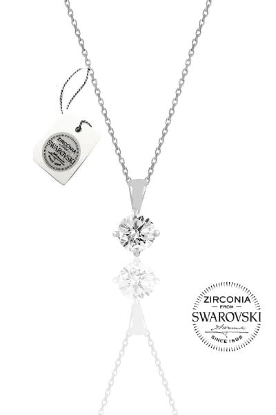 Gümüş Swarovski tek taş kolye SGTL20509A