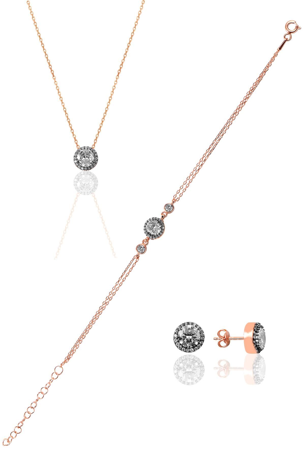 Gümüş elmas montürlü üçlü set SGTL8826