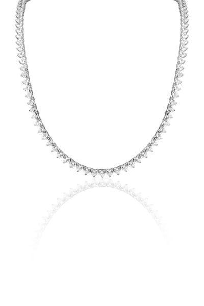 Gümüş rodyumlu pırlanta montürlü kalp kesim zirkon taşlı su yolu kolye ve bileklik seti SGTL12375RODAJ