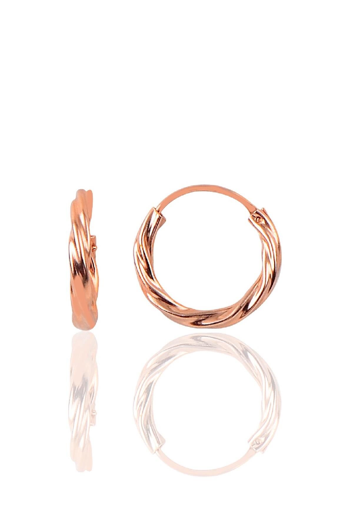 Gümüş rose 18 mm burgu halka küpe SGTL10576ROSE