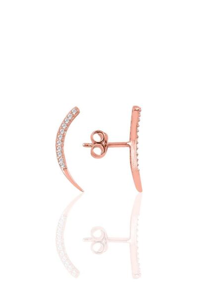 Gümüş rose zirkon taşlı Ay modeli küpe SGTL10824ROSE