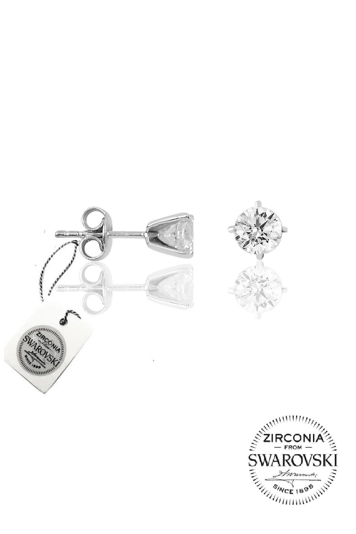 Gümüş Swarovski tek taş küpe SGTL20508A