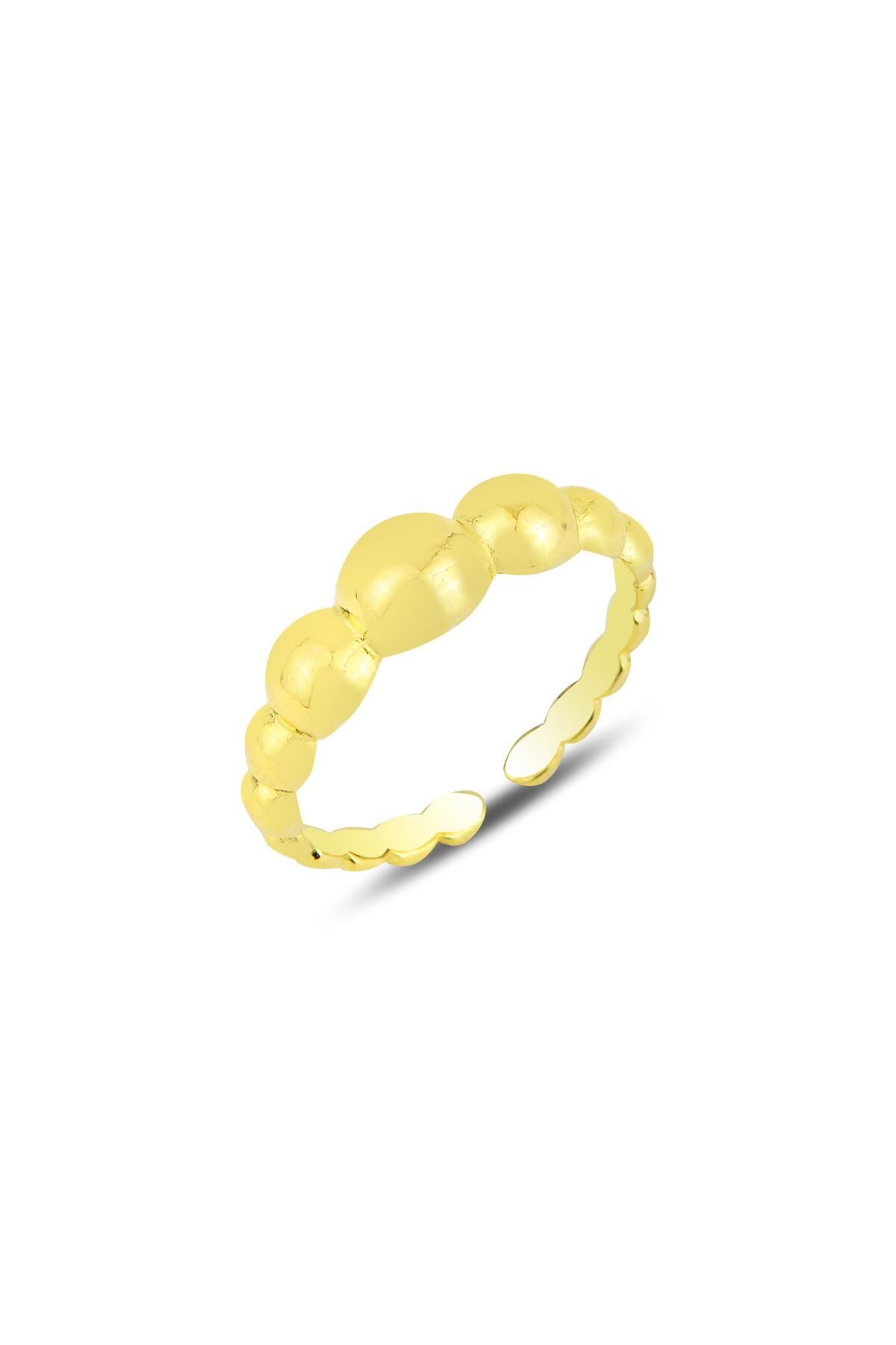 Gümüş altın yaldızlı ayarlamalı yüzük SGTL12169GOLD