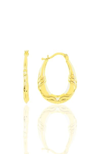 Gümüş altın yaldızlı oval şarnel küpe