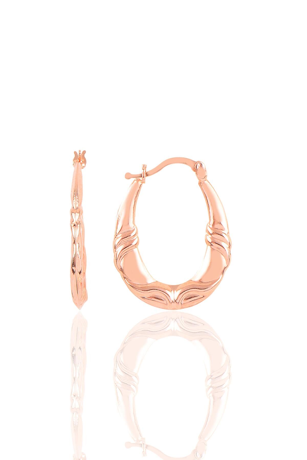 Gümüş altın yaldızlı oval şarnel küpe