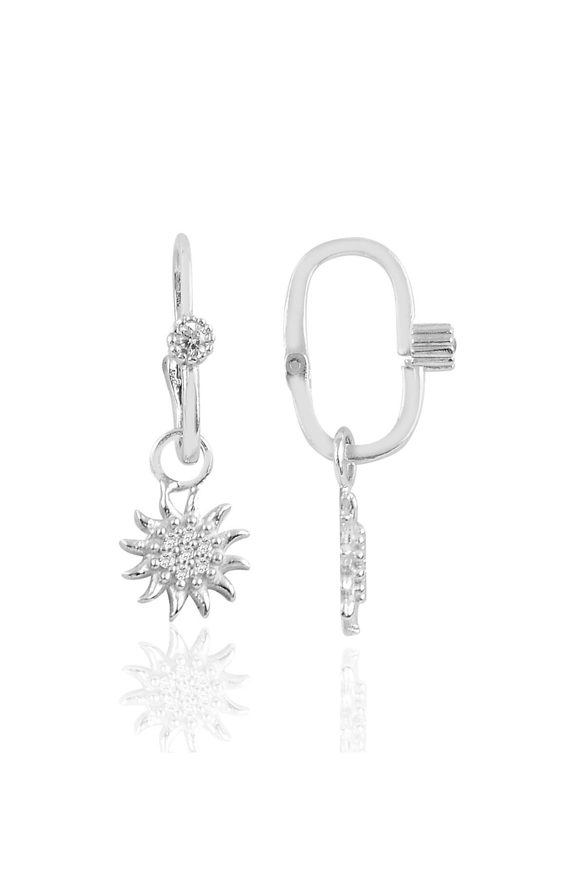 Gümüş rodyumlu  taşlı güneş göçmen küpe SGTL10465RODAJ