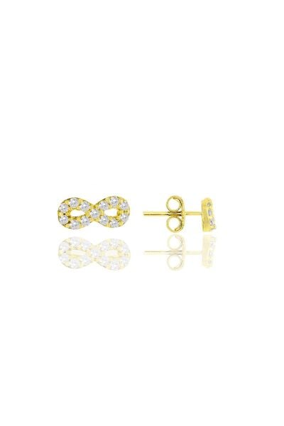 Gümüş altın yaldızlı zirkon taşlı sonsuzluk küpe SGTL12065GOLD